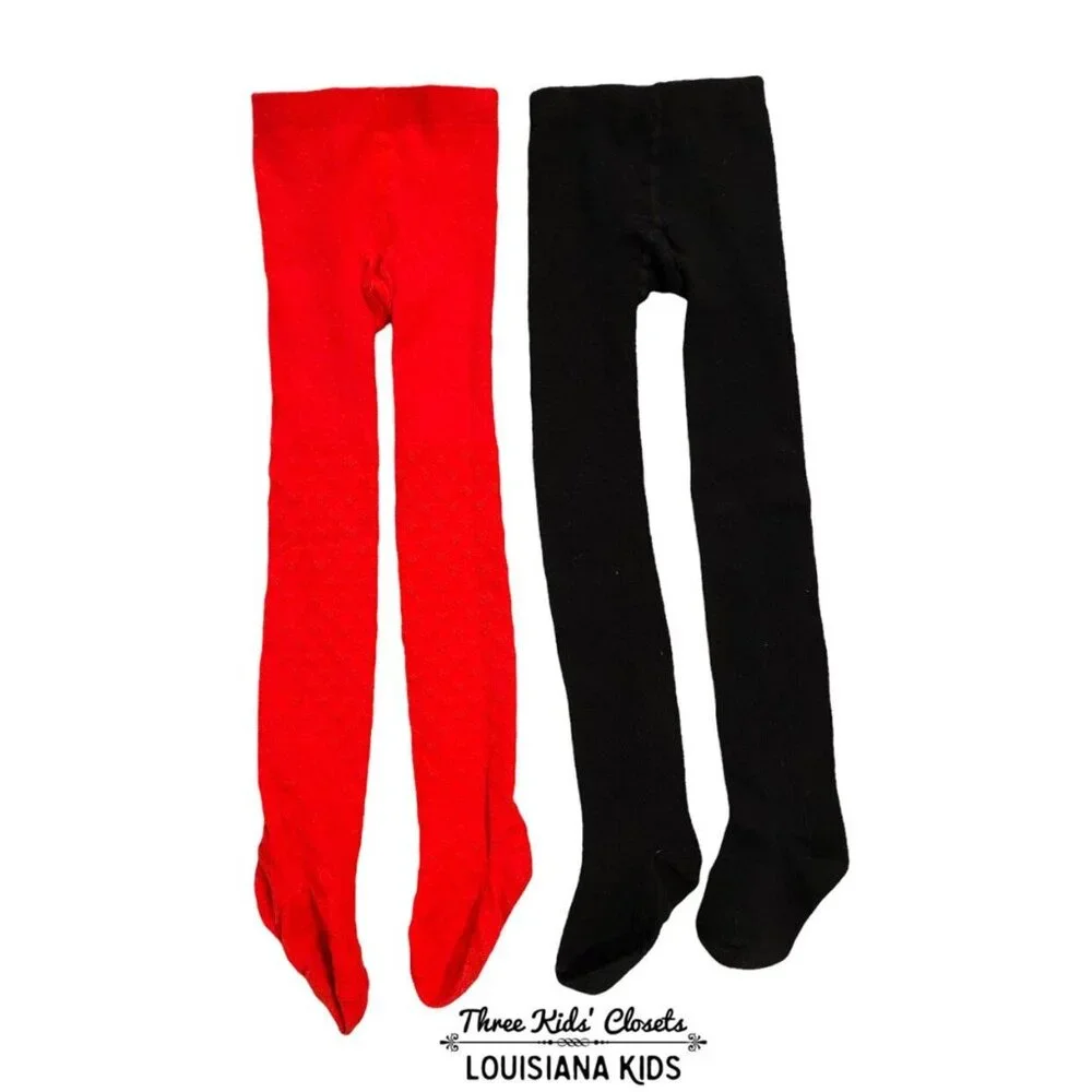 Girls Sz 4-6X Tights Bundle - Red & Black
